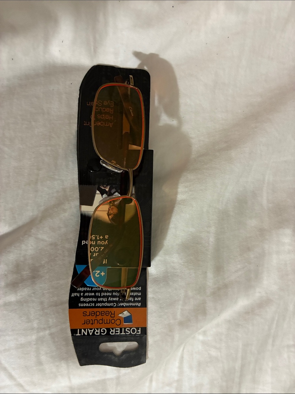 Foster Grant Orange-Tinted Rectangular Reading Glasses